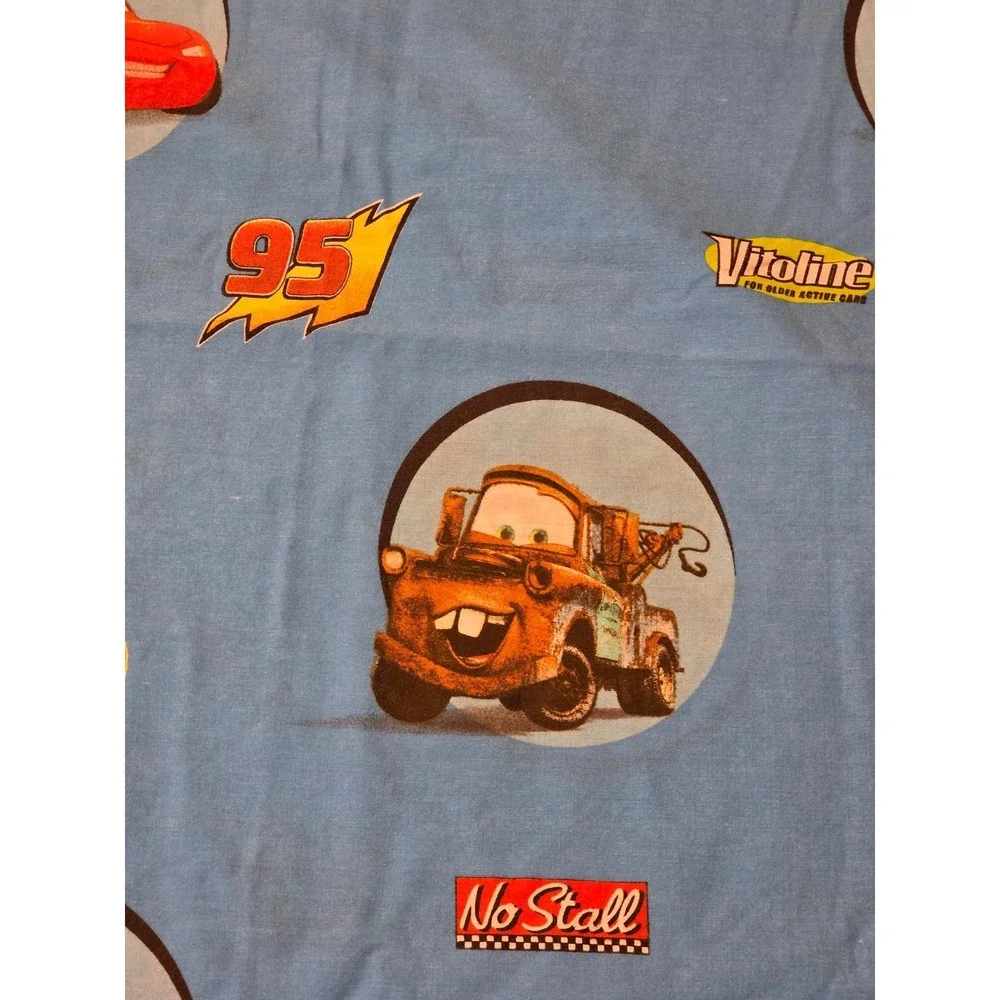Disney Pixar Cars Full Flat Sheet and 2 Pillowcases Lightning McQueen Mater Blue
